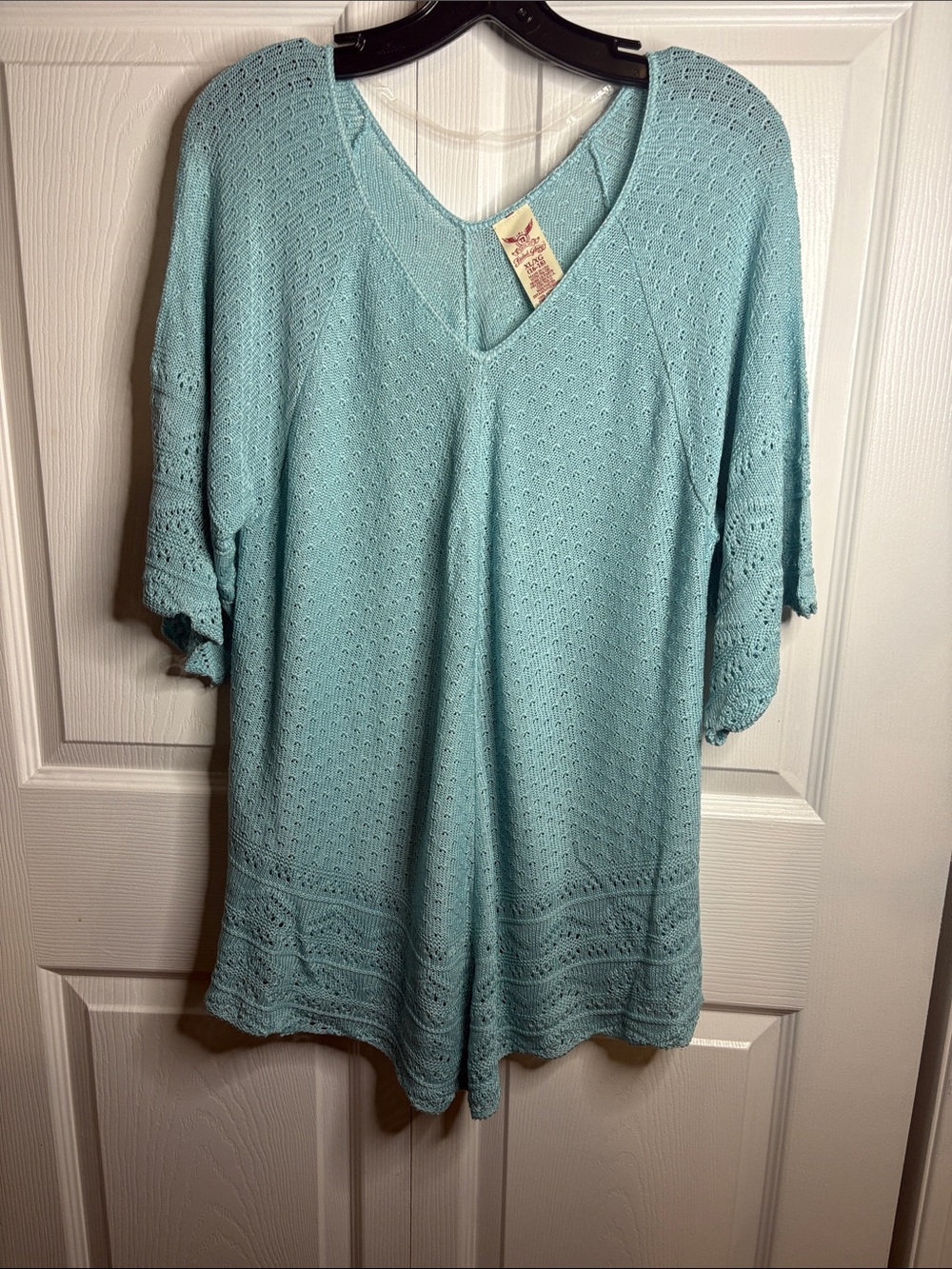 Faded Glory Aqua Knit V-Neck Tunic